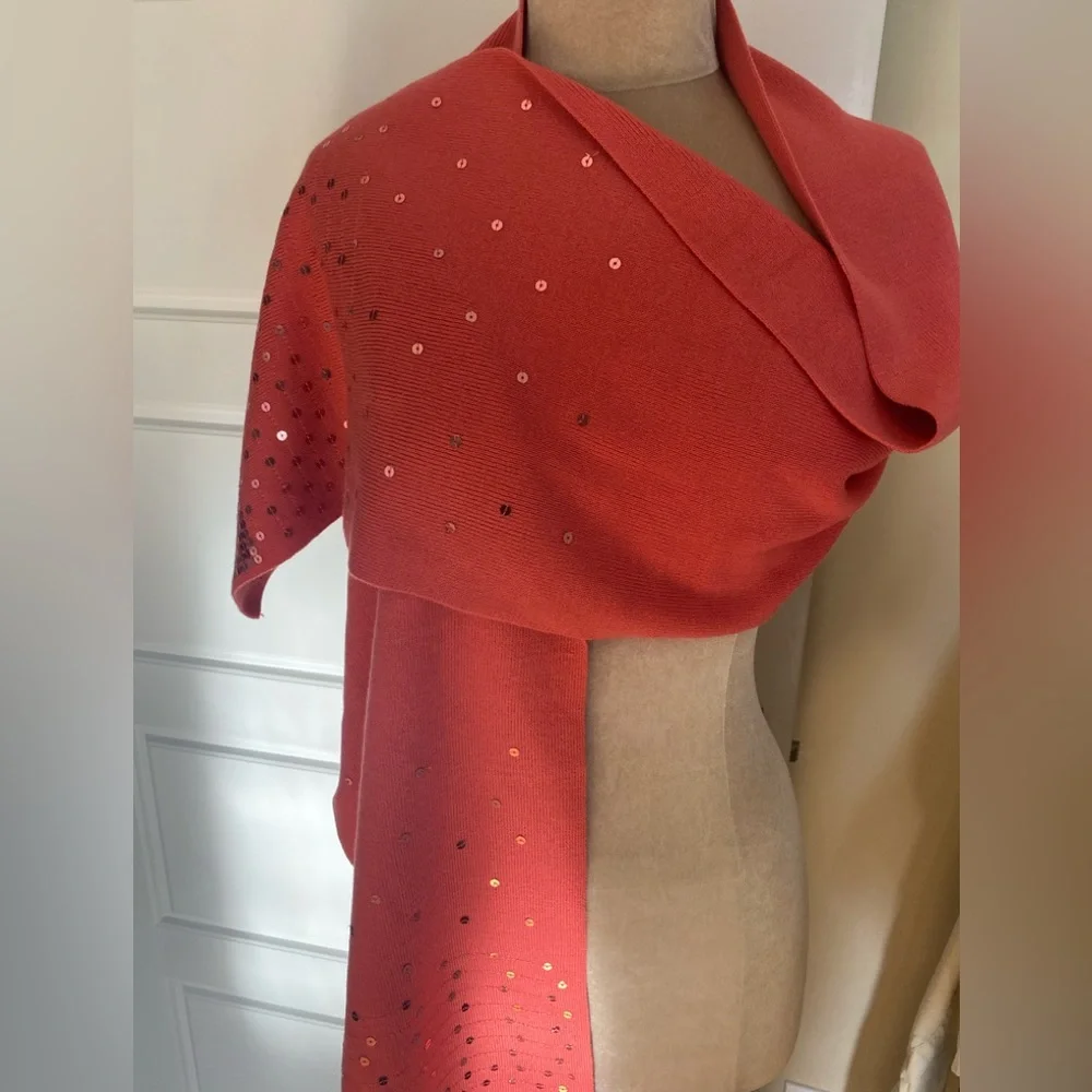 DG 2 by Diane Gilman Coral Knit Wrap with Sequins